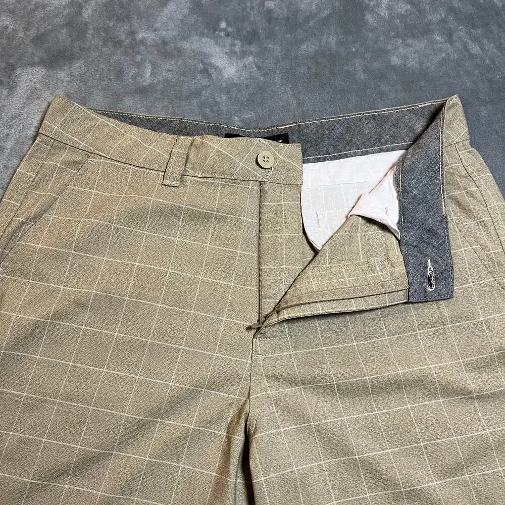 O'Neill Men's Stretch Walk Shorts Size 34 Flat Front Chino Window Pane Check